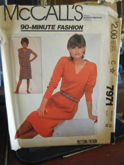 Vintage McCall S 7971 Misses Dress Pattern Size 14 Bust 36 EBay