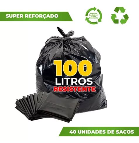 Saco De Lixo 100l Reforçado Grosso Para Uso Pesado Preto MercadoLivre