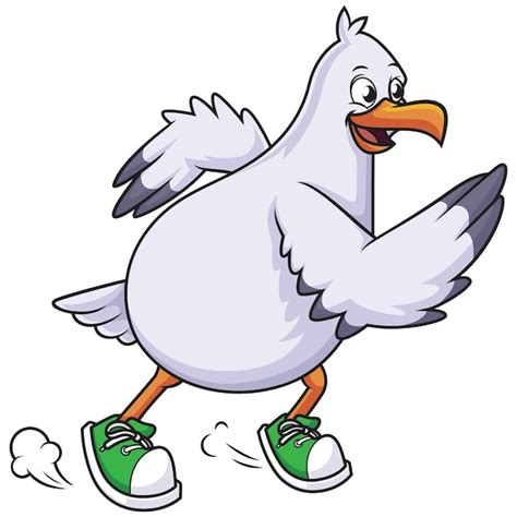 Premium Vector Cute Seagull Running Cartoon Illustration