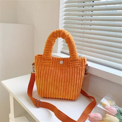 Orange Sac à main en velours côtelé pour femmes tendance nouvelle