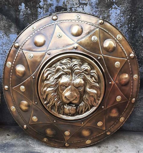 Lion Face Round Medieval Shield Knight Armor Shield Solid Etsy