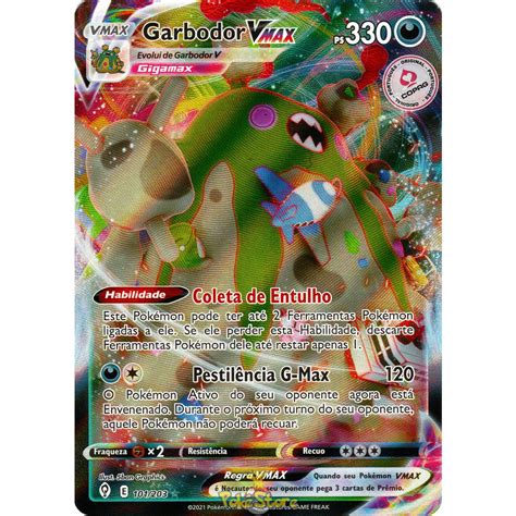 Carta Pokemon Garbodor VMAX Português Card Original Copag Céus em