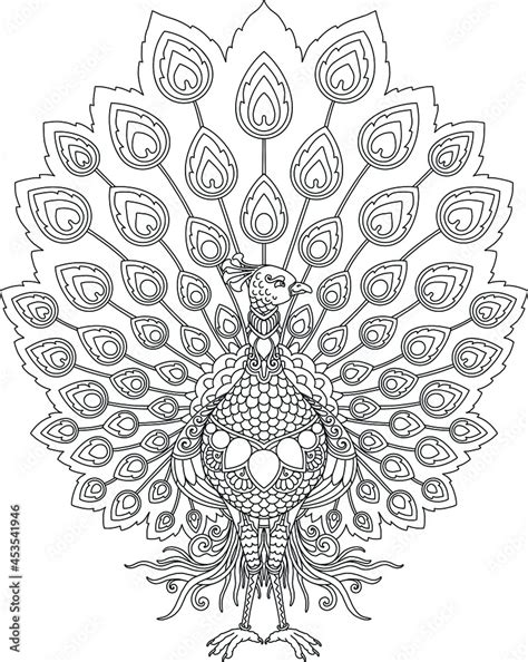 Peacock Mandala Design For Coloring Page Print Stock Vector Adobe Stock