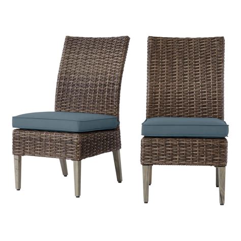 Hampton Bay Rock Cliff Brown Stationary Wicker Outdoor Patio Armless