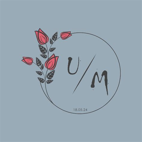 Premium Vector Um Initial Monogram Some Rose Circle Wedding With