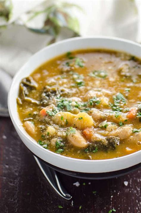 Easy Kale Soup With White Beans Potatoes Savory Broth Umami Girl