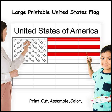 Large Printable US Flag | 4, 9 or 16 sheets of paper