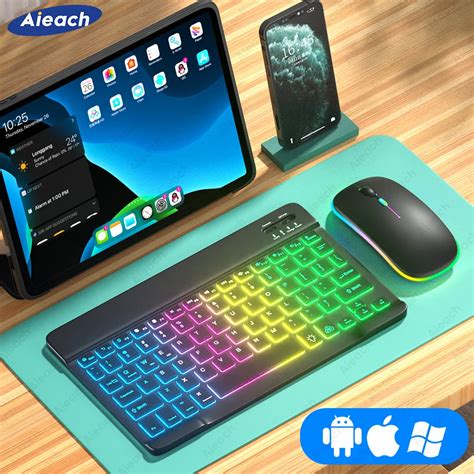 Teclado Retroiluminado Arco Ris Compat Vel Bluetooth Mouse Sem Fio