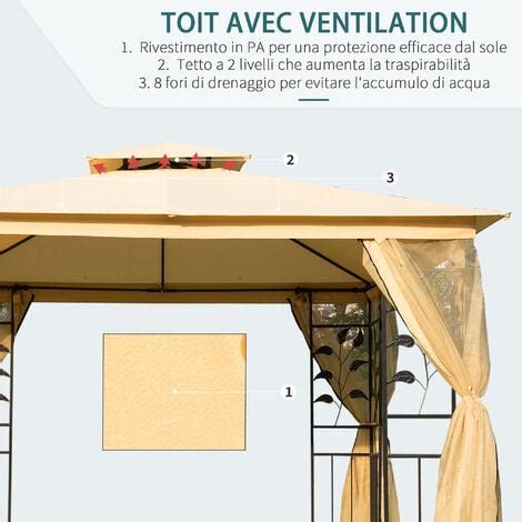 Outsunny Gazebo Da Esterno X M Con Zanzariera E Telaio In Acciaio