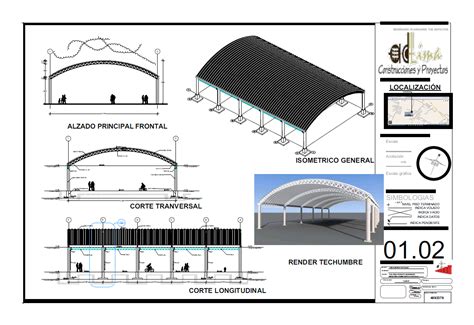 Techumbre Estructural arcotecho En AutoCAD Librería CAD