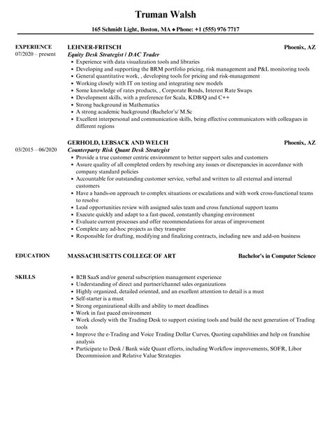 Desk Strategist Resume Samples Velvet Jobs