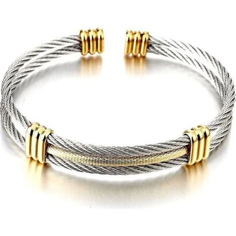 Bracelet Acier Inoxydable Hommes Femme Réglable Bracelet Manchette