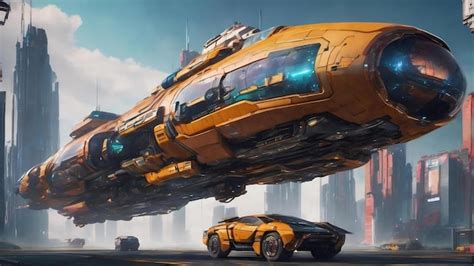 Premium Photo Cyberpunk Futuristic Space Ship Logistics Of The Future