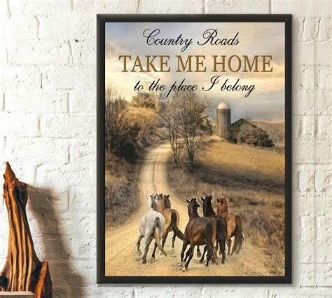 Country Roads Take Me Home To The Place I Belong Bedroom Wall Etsy