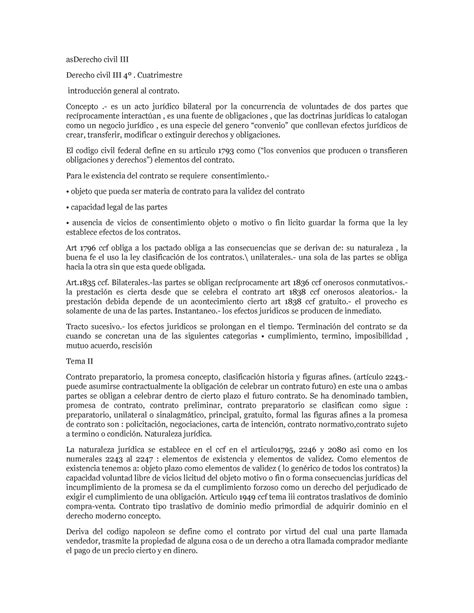 Derecho Civil Iii Apuntes Contratos Asderecho Civil Iii Derecho