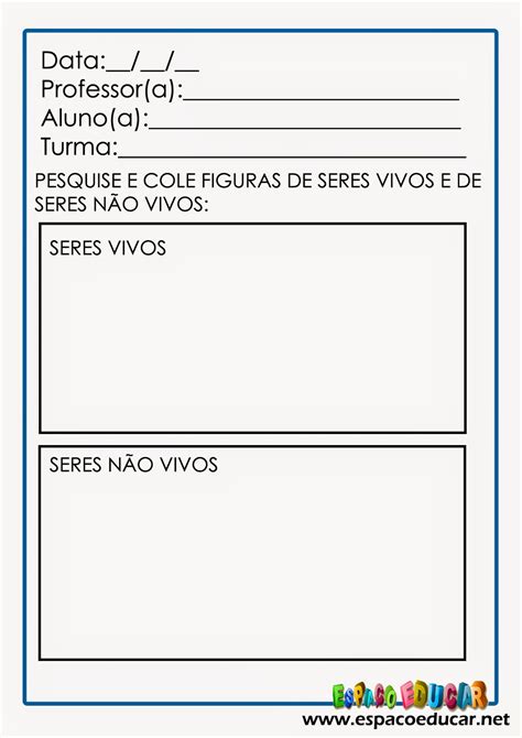 Plano De Aula E Atividades Sobre Seres Vivos E N O Vivos Para Imprimir