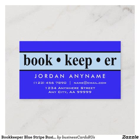 Bookkeeper Blue Stripe Business Card Striped Business