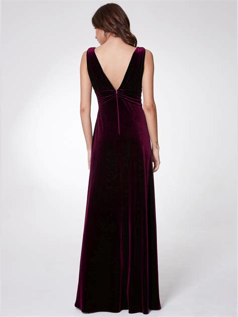 Us Ever Pretty Velvet Deep V Neck A Line Evening Dress Burgundy Party Gown 07182 Ebay