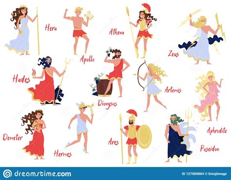 Cartoon Set Of Ancient Greek Gods Stock Vector Illustration Of Greece