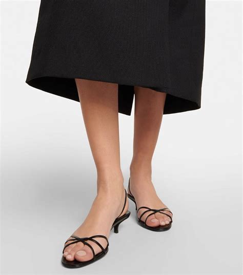 The Row Harlow 35 Leather Slingback Sandals In Black Endource