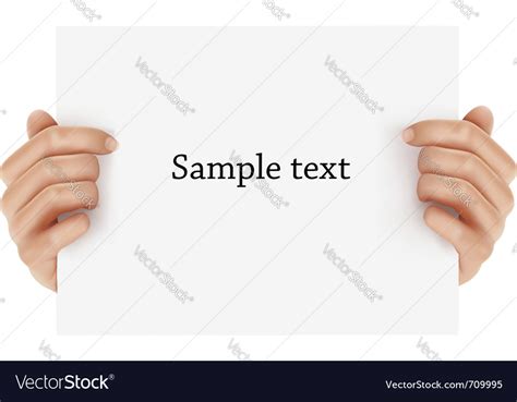 Two Hands Holding Sign Royalty Free Vector Image