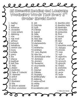 Third Grade Vocabulary Words