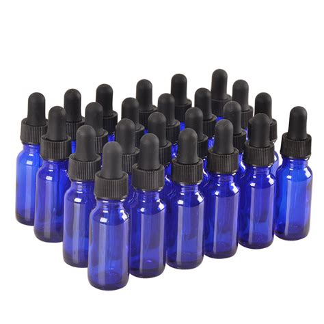 Lot De 24 Flacons Compte Gouttes En Verre Bleu Cobalt De 15 Ml Avec