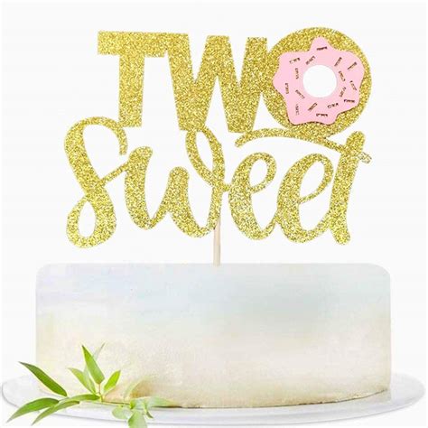 Buy Double Sided Glitter Two Sweet Cake Topper With Donut Cake Topper