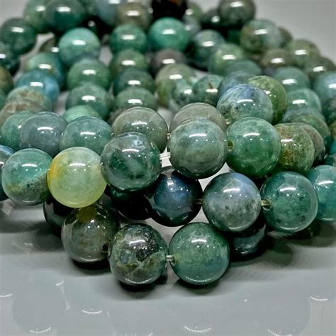 Natural Moss Agate 8mm Smooth Round Gemstone Beads Strand 11445