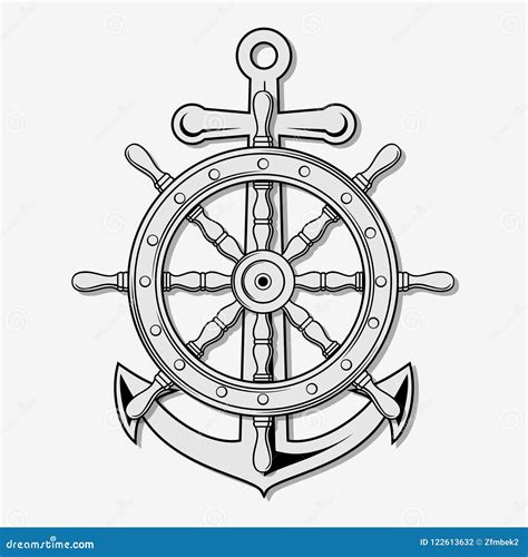 Ship Wheel And Anchor Stock Vector Illustration Of Adventure