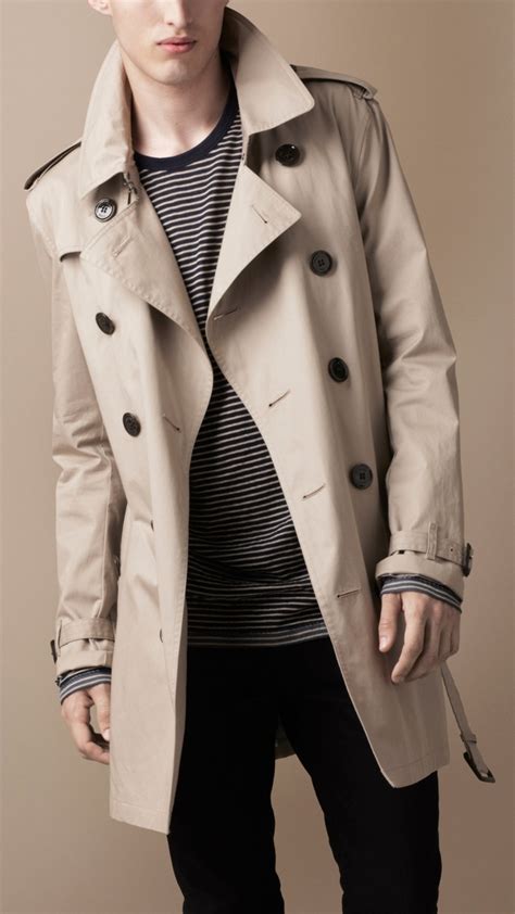 Burberry Brit Mid Length Cotton Trench Coat Trendy Herrenmode Street Styles Für Herren