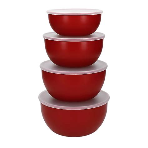 Kitchenaid Set Of 4 Empire Red Prep Bowls And Lids Lakeland