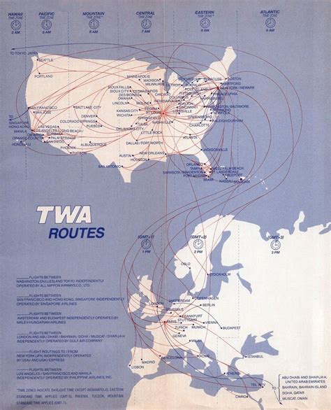 TWA Routemap 1990 Route Map Vintage Travel Posters American Airlines