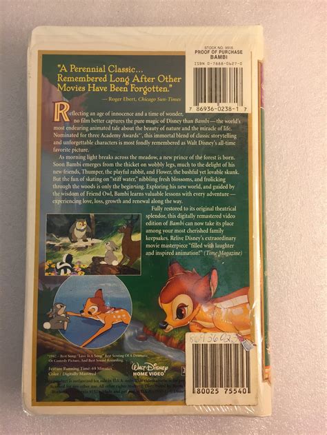 Walt Disney Masterpiece Bambi Vhs Fully Restored Limited Etsy