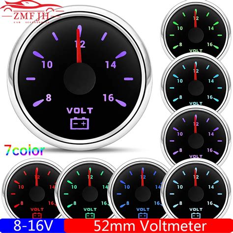 Auto Car Gauge 2 52MM Voltmeter For Marine Boat Car 8 16V VOLTS With 7