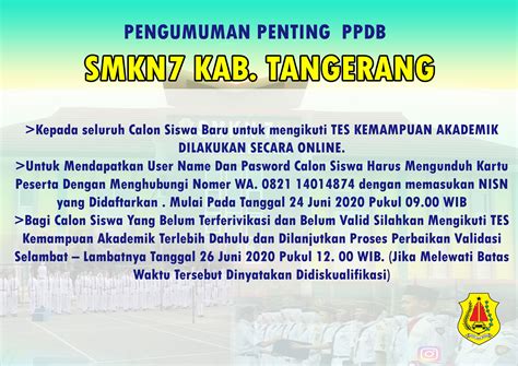 Pengumuman Penting Ppdb Smkn 7 Kab Tangerang 2020