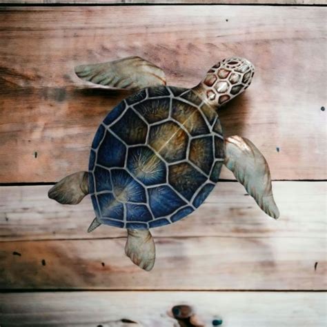 Sea Turtle Wall Decor Metal Blue Checkered Design Lazada Ph