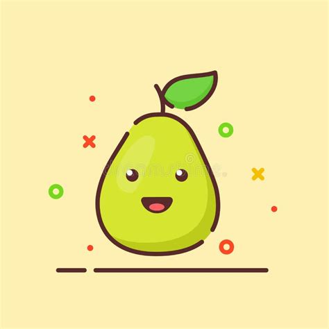 Pear Cute Fruit Character Set Isolated On White Stock Vector