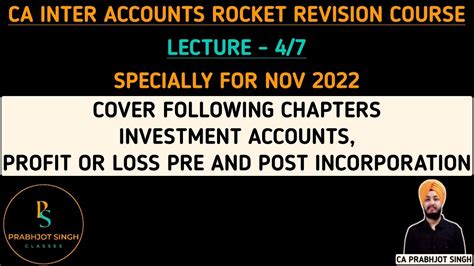 CA INTER Accounts Rocket Revision Lec 4 7 Nov 2022 Investment