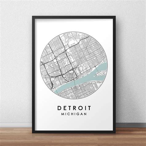 Detroit City Map Print Street Map Art Detroit Map Poster | Etsy