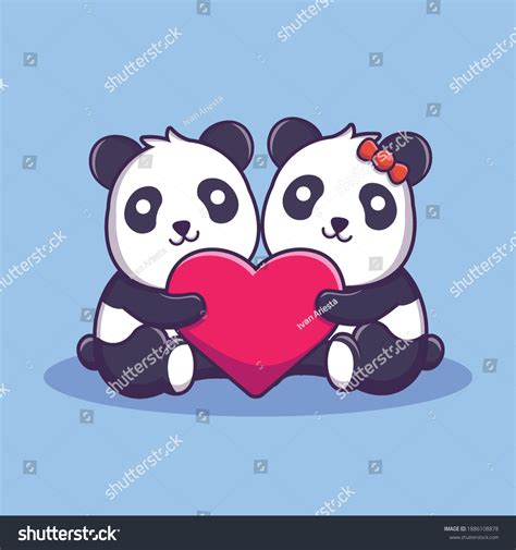 Cartoon Pandas In Love