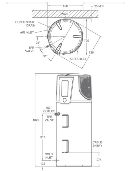 Rheem 270l Ambiheat Heat Pump Hot Water System Hdc270 Supplied