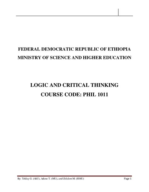 SOLUTION Critical Thinking Module Studypool