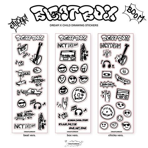 Nct Dream Beatbox Drawing Kisscut Sticker Sheet Peanutopia