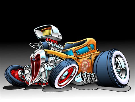 Hot Rod Car Cartoon Art Cars Cool Car Drawings