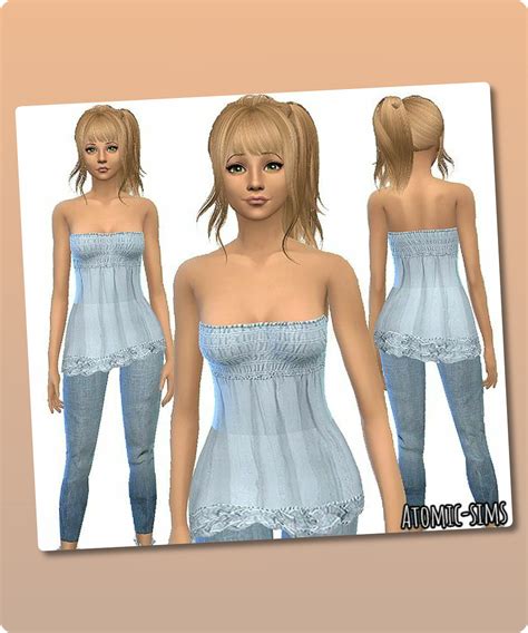 Chicchica Gray Tunik With Jeans Conversion By Atomic Sims Sims 4 Cc Sims 4 Sims Sims 4