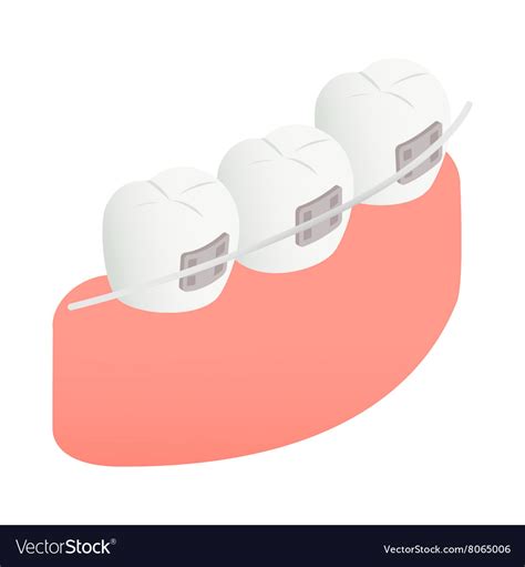 Braces On Teeth Icon Isometric 3d Style Royalty Free Vector