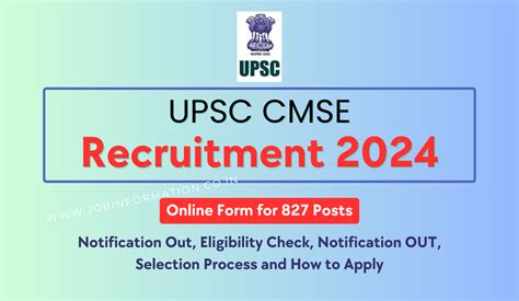 Upsc Cmse Recruitment 2024 Pdf Online For 827 Posts Eligibility Check