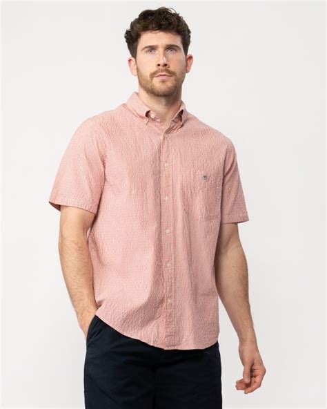 Gant Mens Regular Seersucker Stripe Short Sleeve Shirt Mens From Cho