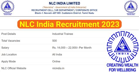 Nlc Recruitment Apply Online For Industrial Trainee